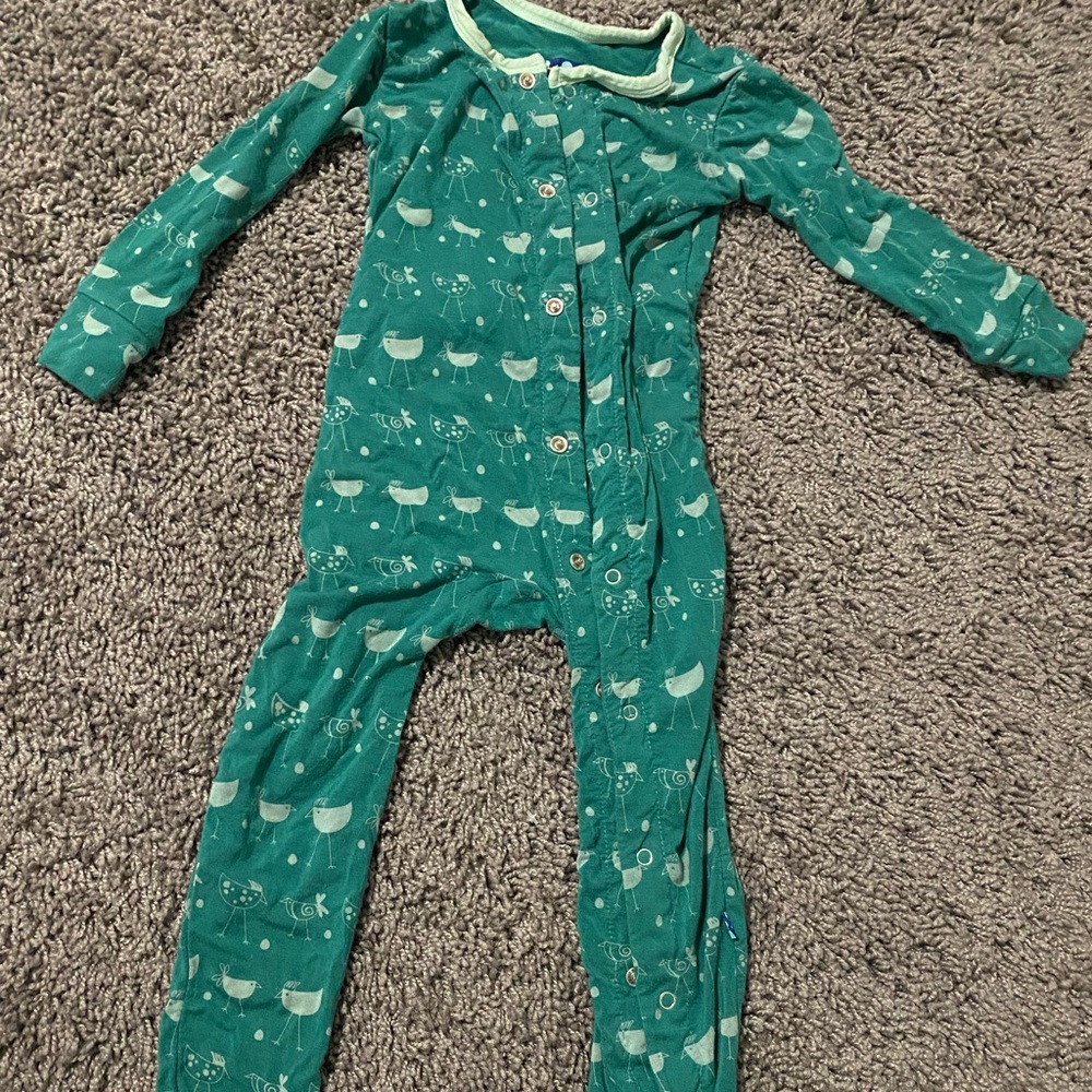 Kickee Pants Button Up Coverall - chickens